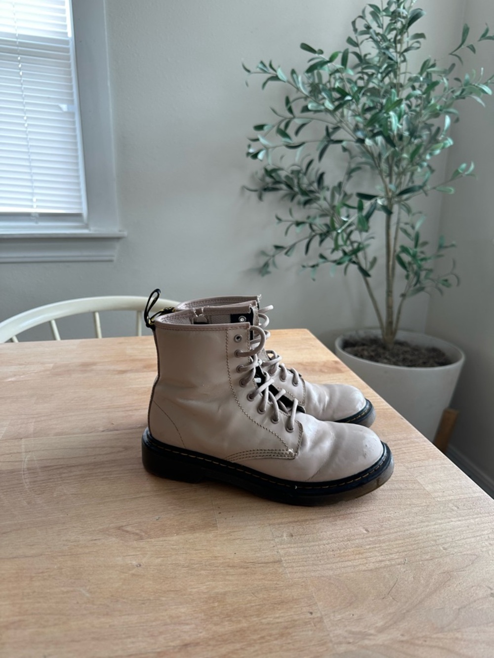 Beige Doc Marten boots